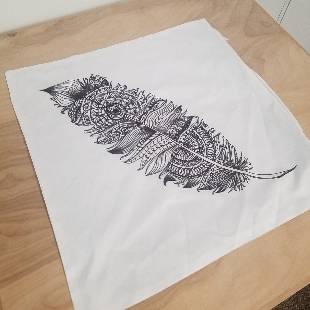 Boho feather pillow case - Picture 1 of 3